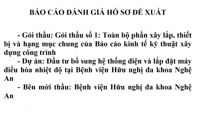 Mẫu báo cáo đánh giá Hồ sơ đề xuất Bệnh Viện