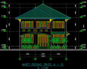 File Cad – Nhà biệt thự 2 tầng 12x12m