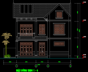 File Cad – Nhà biệt thự 2 tầng 13.5x9m