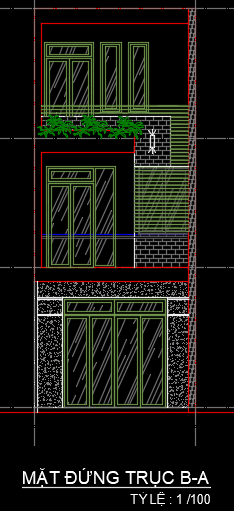 File Cad – Nhà phố 3 tầng 4.5x18m