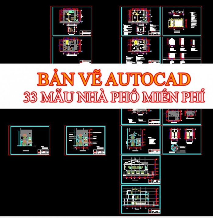 Thư viện autocad tổng hợp 33 mẫu nhà phố các loại free