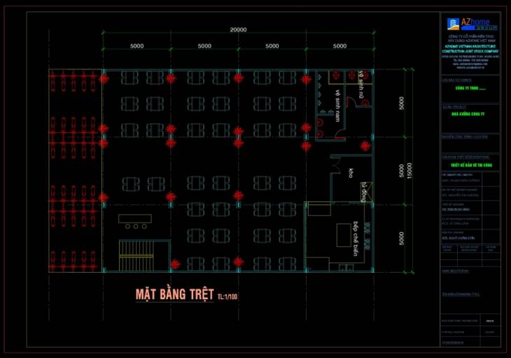 Mẫu Bản vẽ nhà xưởng 300 m2