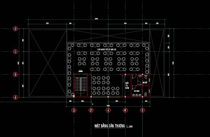 Chia sẻ miễn phí file cad thiết kế quán cà phê mẫu 4