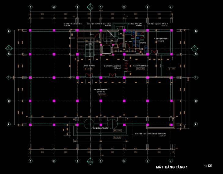 Bản vẽ cad mặt bằng phối cảnh trung tâm thương mại