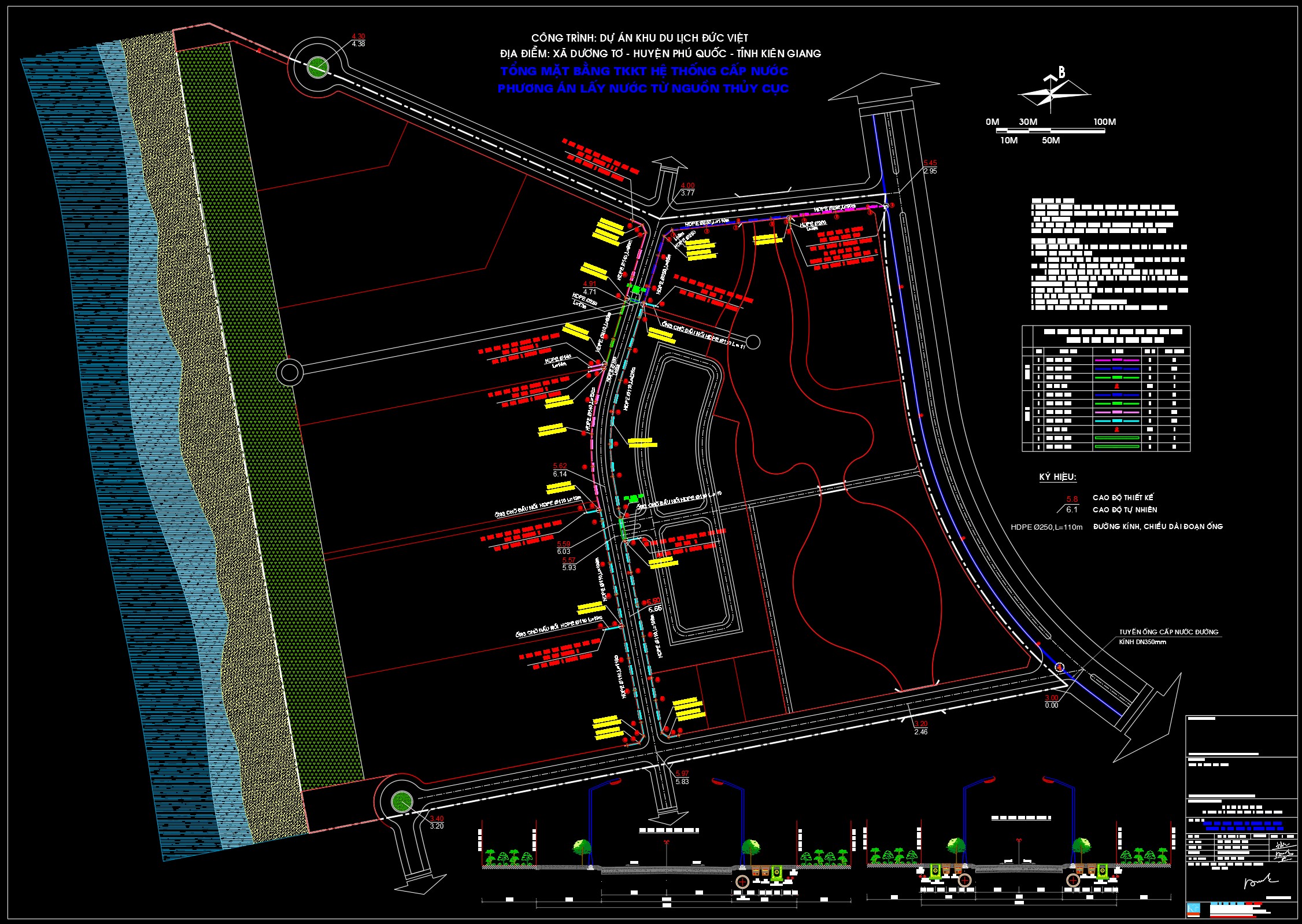 Bản vẽ hệ thống cấp nước khu dân cư chi tiết đấu nối ống HDPE miễn phí