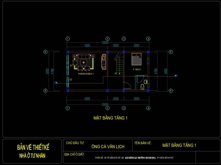 File cad Kiến trúc Bản vẽ nhà 2 tầng 5x10m