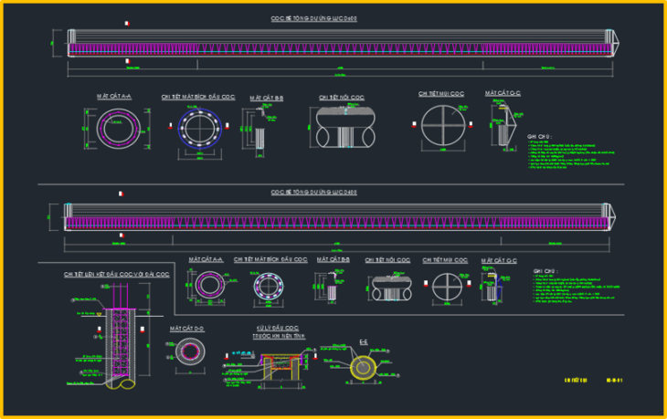 Bản vẽ chi tiết cọc bê tông dự ứng lực