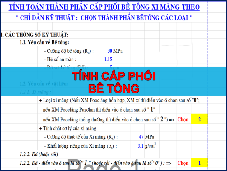 Tính cấp phối bê tông