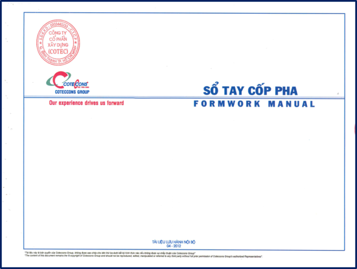 Sổ tay thi công cốp pha của công ty coteccons