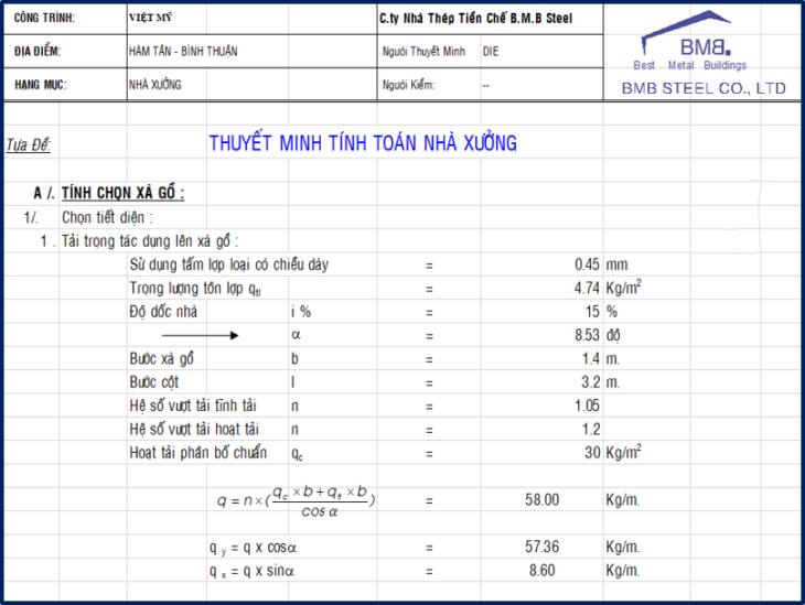 Tính toán khung nhà xưởng