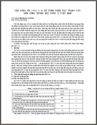 Vận dụng EN – 1991 – 1- 4 để tính tải trọng gió lên công trình Việt Nam
