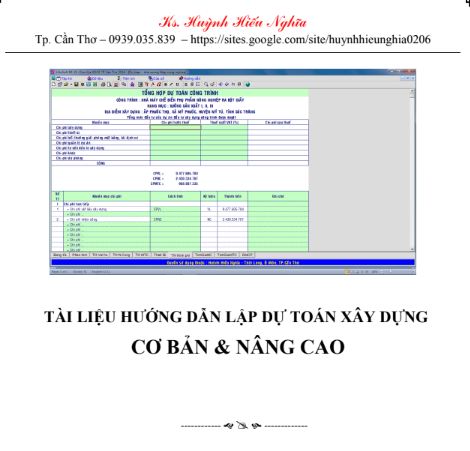 TÀI LIỆU HƯỚNG DẪN LẬP DỰ TOÁN XÂY DỰNG CƠ BẢN VÀ NÂNG CAO