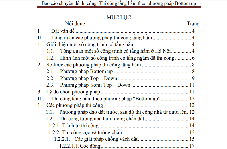 Báo cáo chuyên đề thi công: Thi công tầng hầm theo phương pháp Bottom up