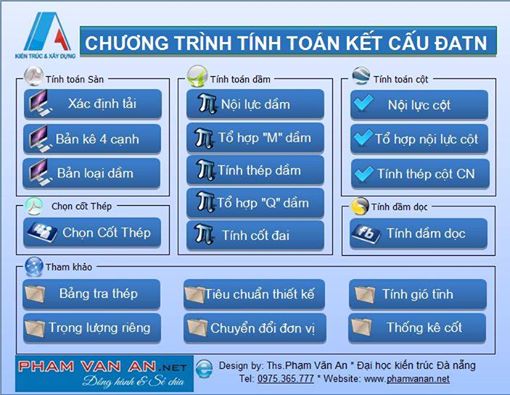 [Phần mềm] Chương trình tính toán làm đồ án tốt nghiệp – Ths.Phạm Văn An – ĐH Kiến Trúc Đà Nẵng