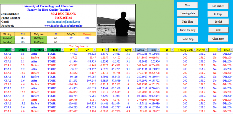 Bảng tính thép sàn excel