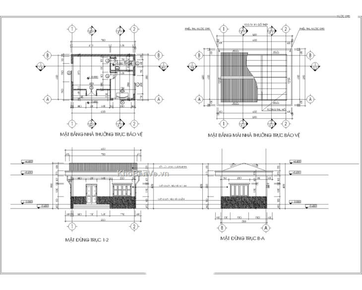 Miễn phí autocad kiến trúc, kết cấu Nhà bảo vệ 5x7m