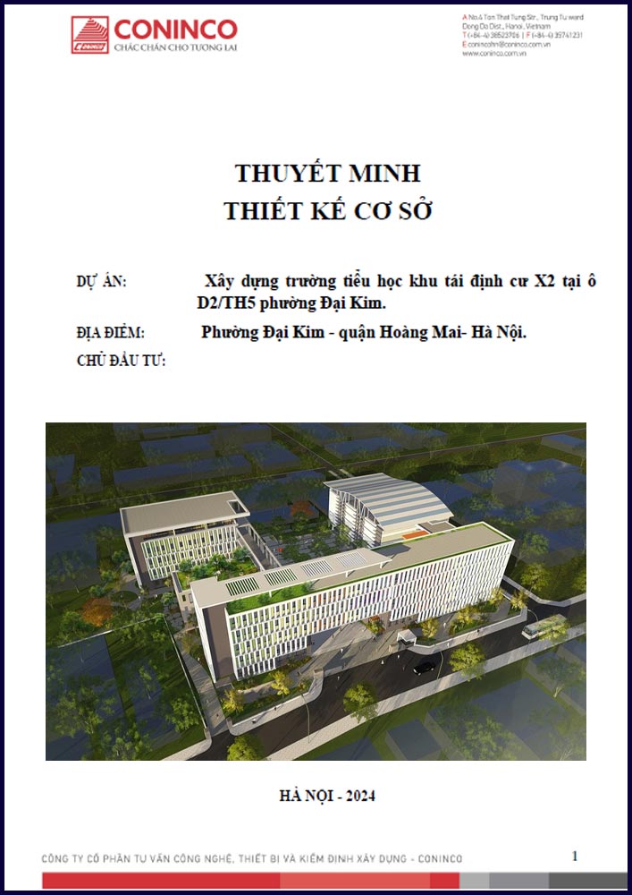 Thuyết minh thiết kế cơ sở dự án trường học 2024 (KTV0348)