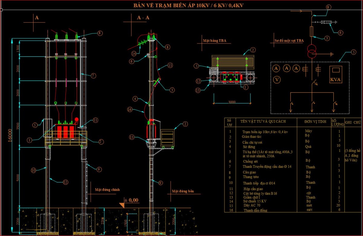 Bản vẽ trạm biến áp 35KV