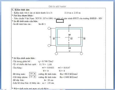 File EXCEL thiết kế sàn BTCT