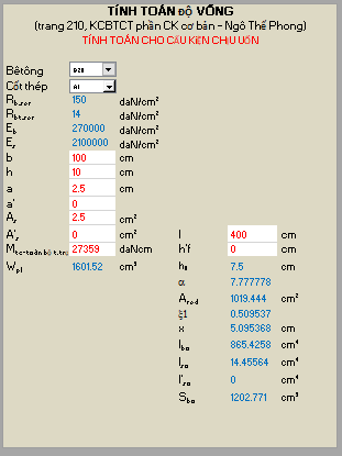 File tính excel kiểm tra võng sàn