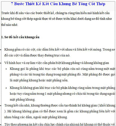 7 Bước Thiết Kế Kết Cấu Khung Bê Tông Cốt Thép