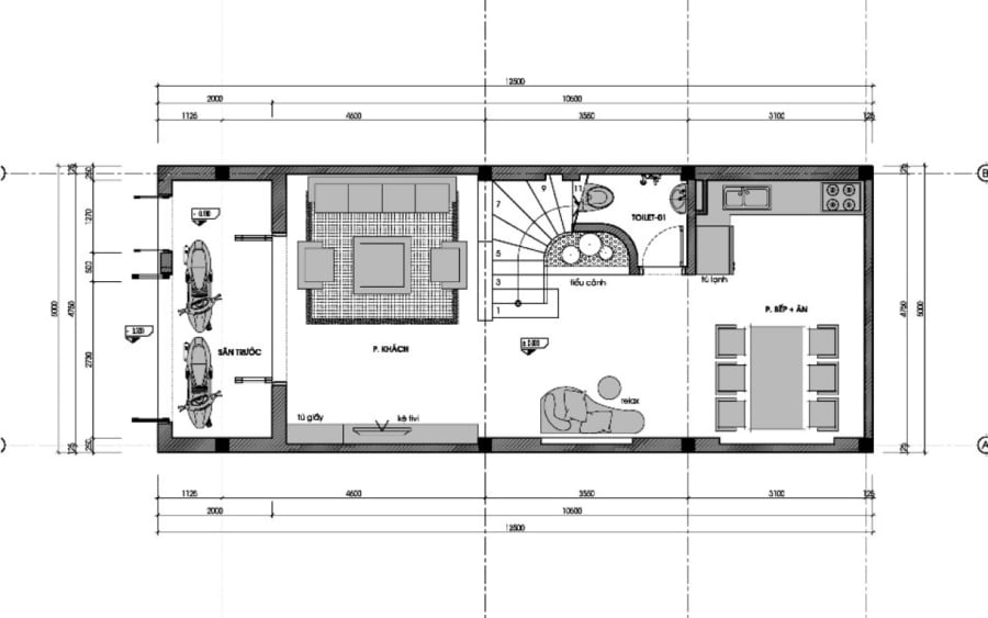 Kiến trúc nhà phố 4 tầng đơn giản